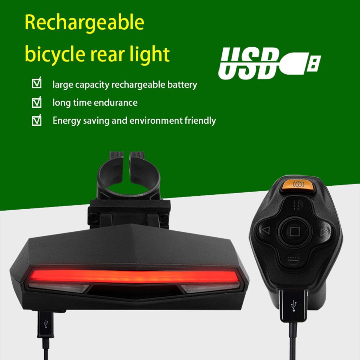 Wireless Waterproof Remote Control Bicycle Turning Rear Light