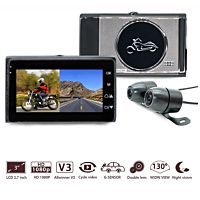 Night Vision 3.0" 1080P+720P Front and Rear Motorbike Camera Motorcycle Waterproof Dual Lens Video Recorder Motorcycle Driving LCD Recorder 