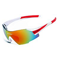 Outdoor Cycling Bicycle Bike Riding Lens Protective Sunglasses-White with Red