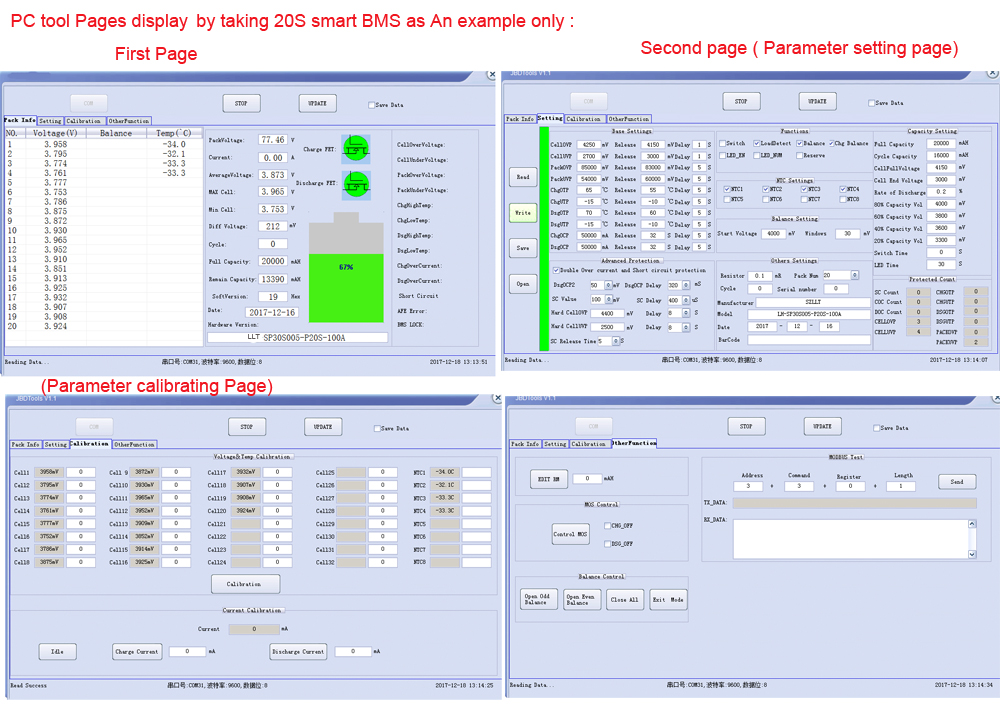  36V 10S Smart battery management system with software