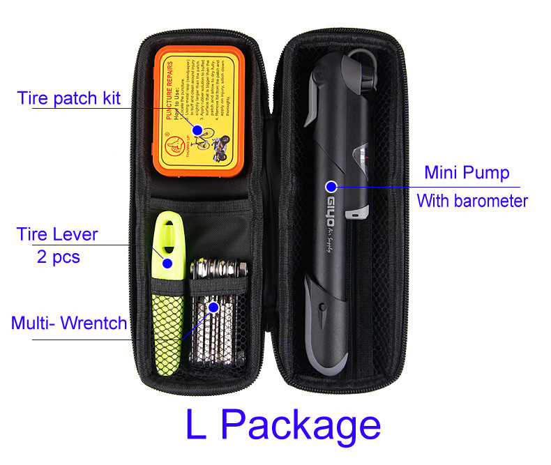 Portable bike multi tool kit-  mini bike pump tyre repairing tire patch kit