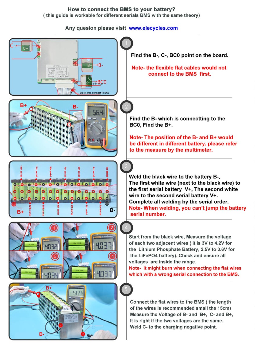 how to connect the bms to your lithium battery