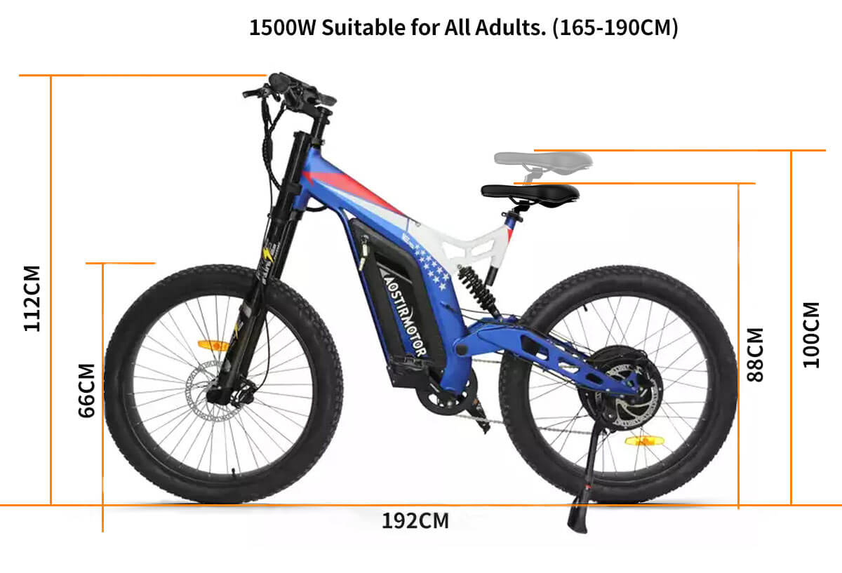 48V1500W strong power 26 inch fat tire electric mountain bike 