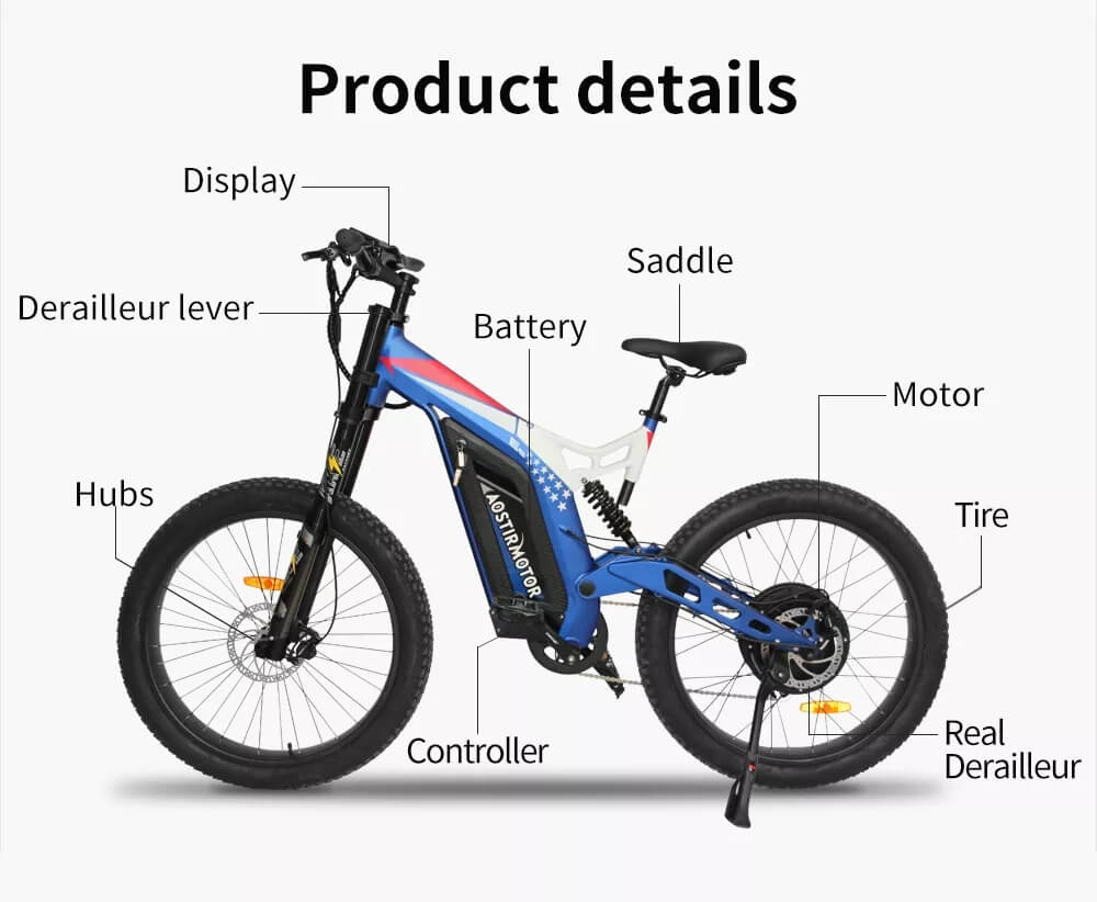 48V1500W strong power 26 inch fat tire electric mountain bike 