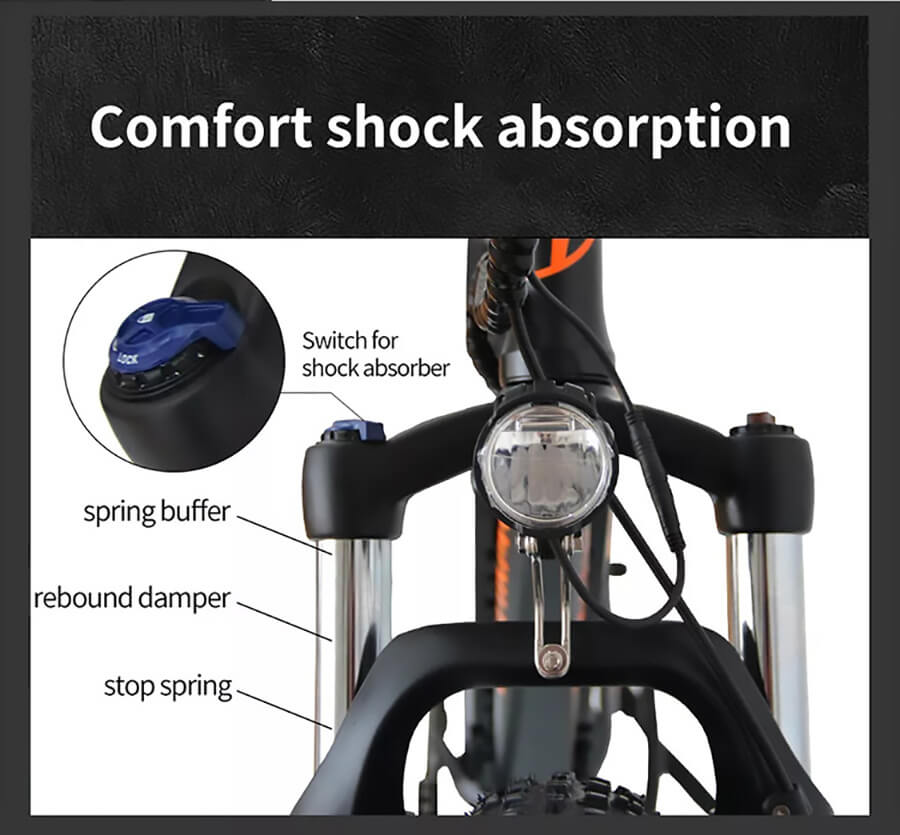 48V 750W fast electric bike 26" fat tire ebike-suspension fork