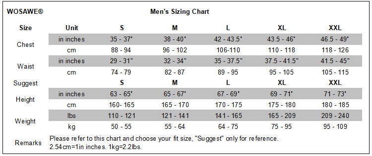 WOSAWE Size
